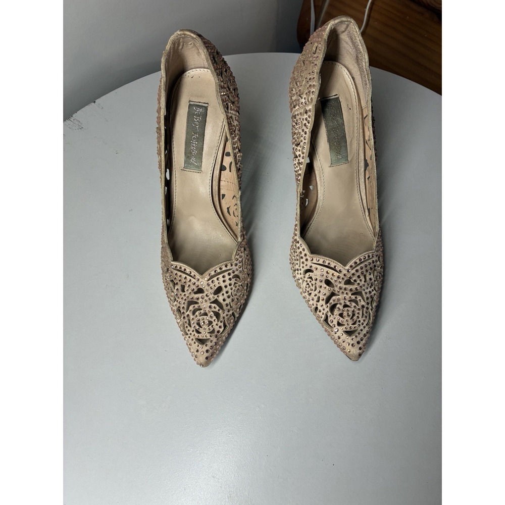 BETSEY‎ JOHNSON Elsa Rose Gold Blush Rhinestone Pump Heels Size 8